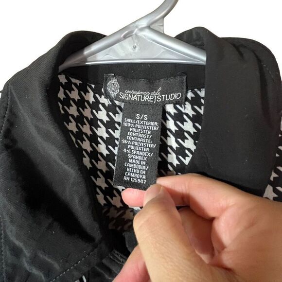 Vintage Signature Studio houndstooth semi sheer blouse size small - Picture 7 of 11